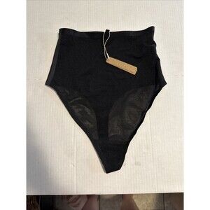 New Women's SKIMS Black Sheer Sculpt High Waisted Thong Size L